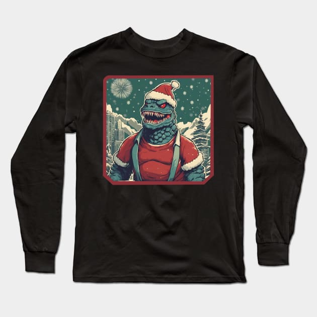 Kaiju Christmas Long Sleeve T-Shirt by Ilustradamus